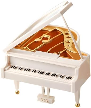 Mini Grand Piano Musical Jewelry Box with Wind Up Mechanism