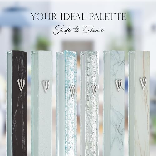 Modern Glass Mezuzah Case For Door With Shattered Design Waterproof Cover