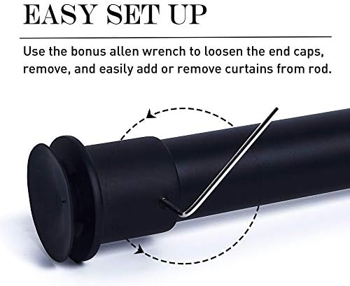 NICETOWN Adjustable Tension Curtain Rod 28 to 48 Black