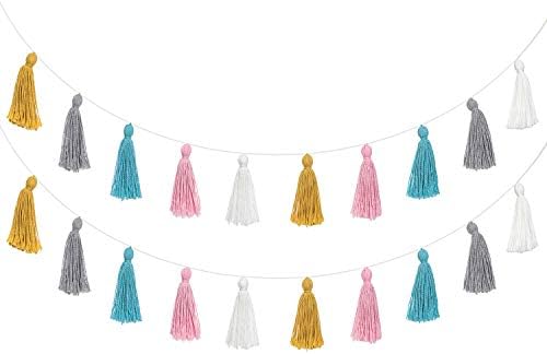 Mkono 2 Pack Tassel Garland Pastel Wall Decor