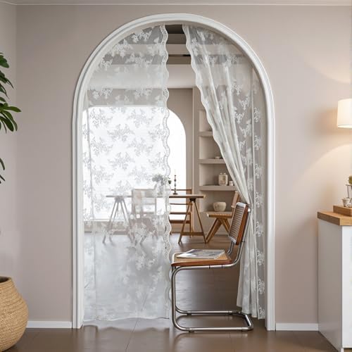 MEETSKY 84 Inch White Sheer Curtains 2 Panels