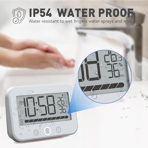 Moynagh Countdown Timer Bathroom Clock with Temperature Display