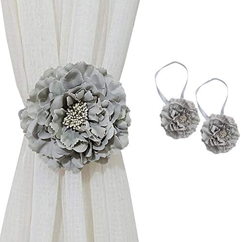 Chictie 2 Piece Cloth Flower Magnetic Curtain Holdbacks