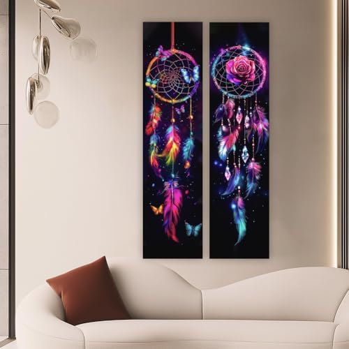 ACRNIGHEET UV Reactive Blacklight Dream Catcher Tapestry Wall Decor