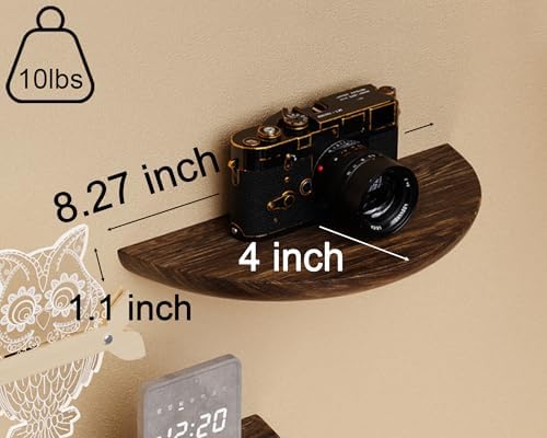 QsQueen Solid Wood Half Round Floating Wall Shelves