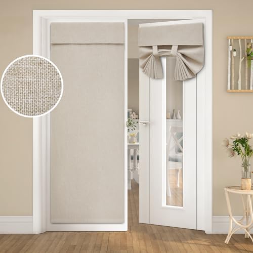 HOMEIDEAS Natural Linen French Door Curtains 1 Panel W26 x L68 Inch