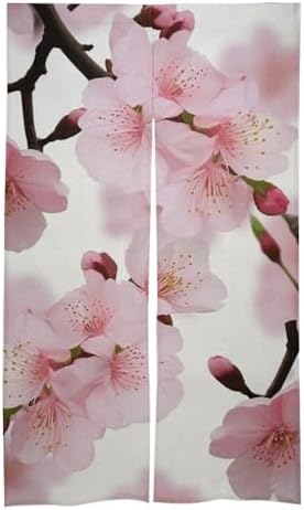 Japanese Cherry Blossom Door Curtain Split Panel 17x57 Inch