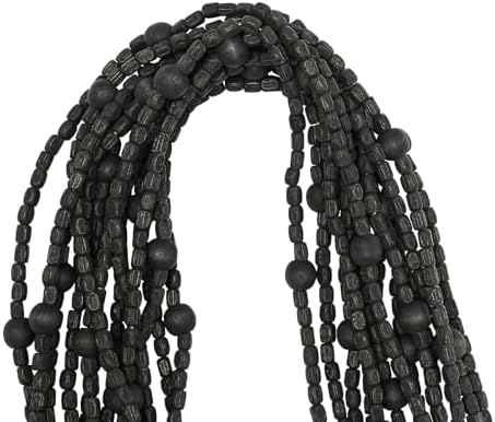 Handmade Wood Bead Curtain Door Panel Black