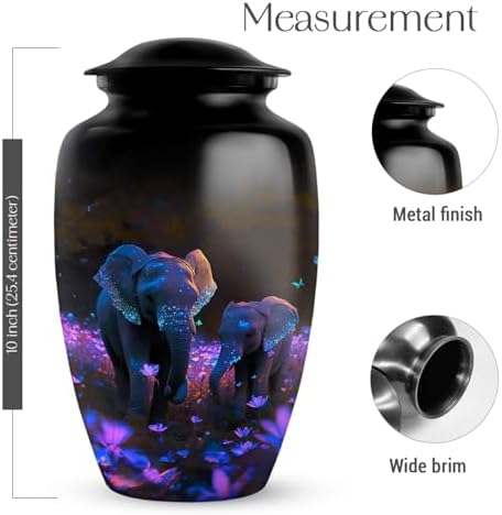 Aluminum Elephant Ashes Urn - 10 Inch Cremation Urn for Adult
