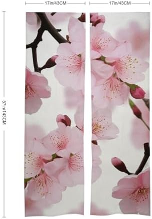 Japanese Cherry Blossom Door Curtain Split Panel 17x57 Inch
