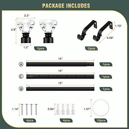 Lepushom 1 Pack Adjustable Black Curtain Rods 30-40 Inches