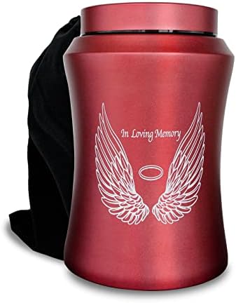 Large Urn for Human Ashes 220 lbs Capacity Angel Wings Design