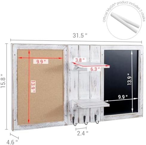 Shabby Chalkboard Corkboard Wall Organizer Combo Set