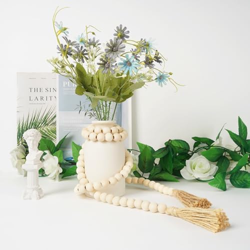 Handcrafted Wood Beads Tassel Garland - 58 Inches Boho Decor