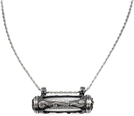 Jewish Mezuzah Pendant with Scroll 925 Sterling Silver Necklace