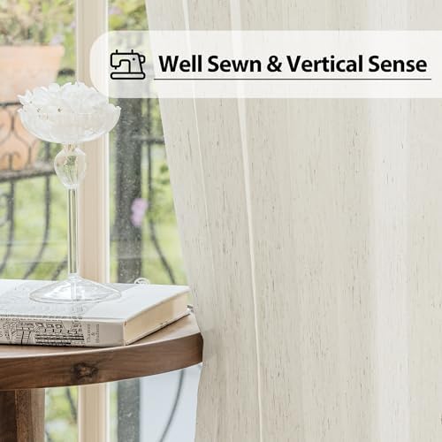 Linen Sheer French Door Curtain Panels 72 Inches Long