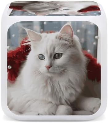 Cute White Cat Alarm Clock with LED Display