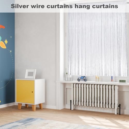 Beaded Door Curtain 79x39 Inch Grey Decorative Curtain