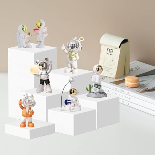 6Pcs White Acrylic Cube Display Risers with Hollow Bottoms