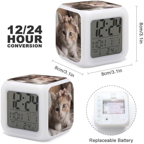 Cute Cat Digital Alarm Clock with LED Display