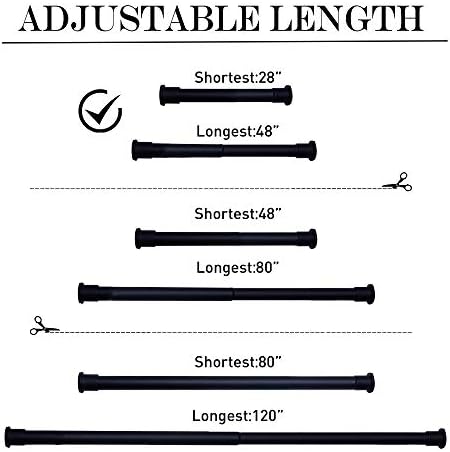NICETOWN Adjustable Tension Curtain Rod 28 to 48 Black
