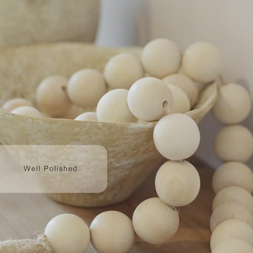 Extra Large Wood Bead Garland with Tassels 41 Inches