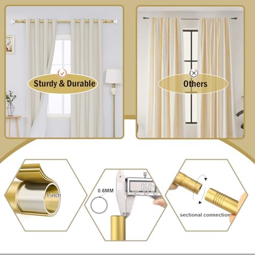 Orger Diamond Curtain Rods 30-54 Inches Gold with Crystal Finials 2 Pack