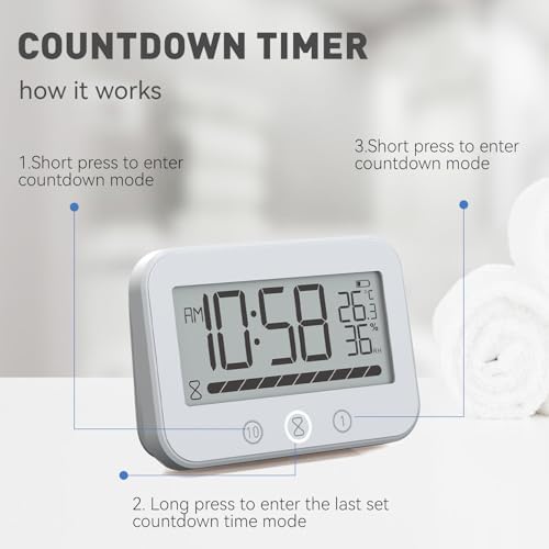 Moynagh Countdown Timer Bathroom Clock with Temperature Display