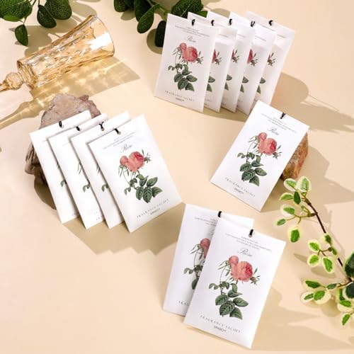 MYARO 12 Rose Scented Sachets for Drawers and Closets