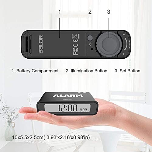 BALDR Digital Alarm Clock Reversible LCD White Black
