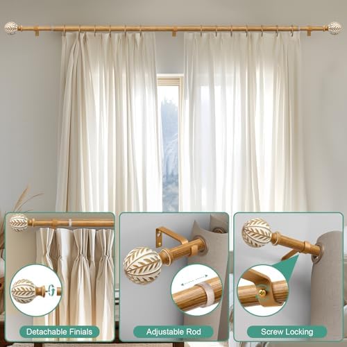 Bohemian Wood Grain Curtain Rods 66-120 Inch