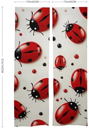 Red Ladybug Door Curtain Split 17x57 Inch Privacy Partition