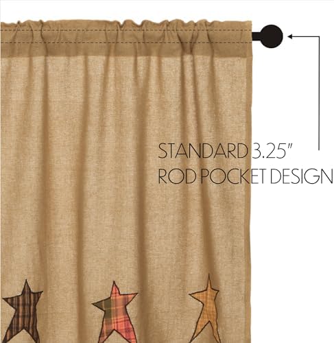 Stratton Primitive Burlap Prairie Swag Curtains Pair Tan