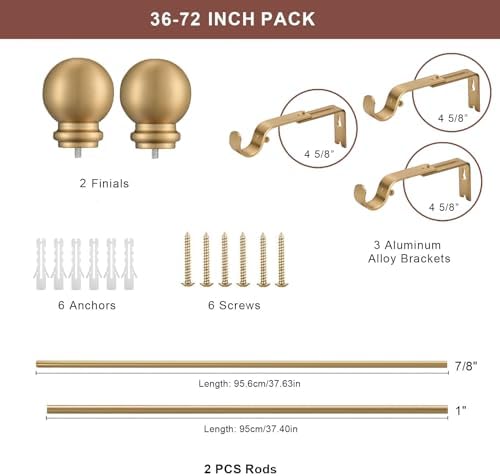 Warm Gold Decorative Curtain Rod with Ball Finials