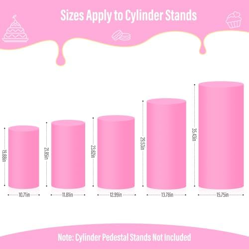 LEBENGURU 5Pcs Cylinder Pedestal Covers Pink