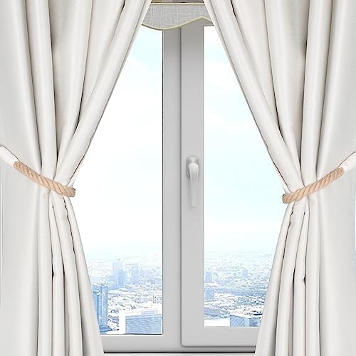 OCIOLI 2 Piece Beige Curtain Tiebacks with Hemp Rope