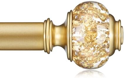 Adjustable Gold Curtain Rods 28-48 Inch Single Rod Set