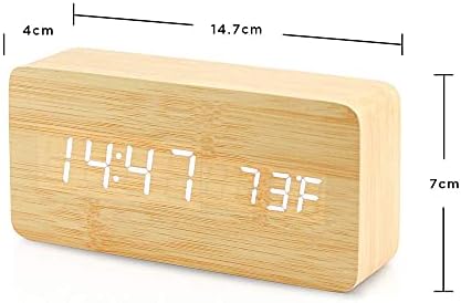 OCT17 Bamboo Wood Alarm Clock with USB Power Supply