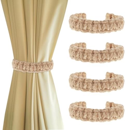 4 PCS Boho Rope Curtain Holdbacks Rustic Farmhouse Decor