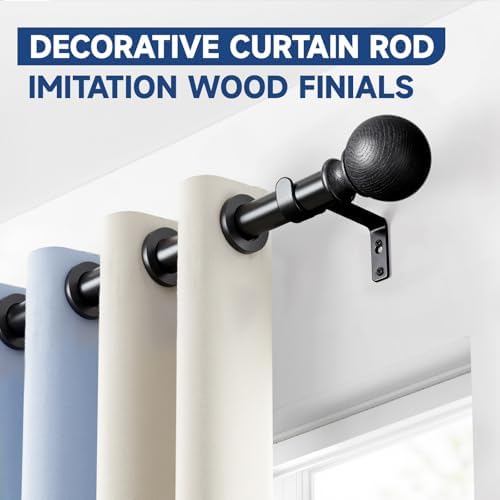 BRIOFOX Black Curtain Rods 66-120 Inch 1 Inch Diameter Heavy Duty