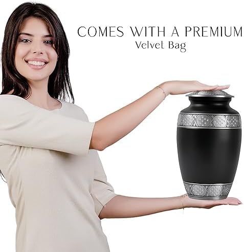 Yatskia Black Large Metal Urn for Adult Ashes