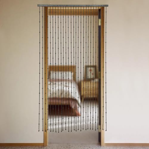 Handmade Wood Bead Curtain Door Panel Black