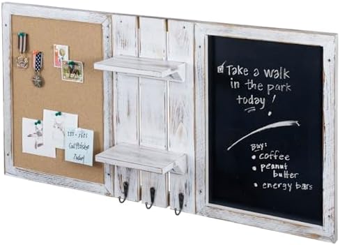 Shabby Chalkboard Corkboard Wall Organizer Combo Set