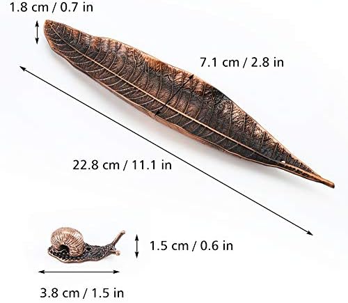 Accmor Red Copper Incense Holder Set with Leaf and Snail Burners