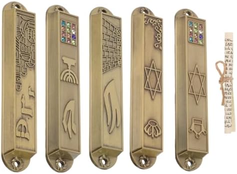 Classic Metal Mezuzah with Scrolls 5pcs