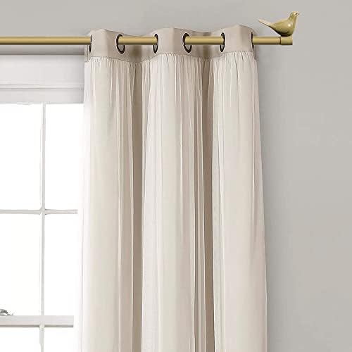 Meriville 34 Inch Farmhouse Single Curtain Rod with Bird Finials