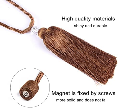 BEL AVENIR Magnetic Curtain Holdbacks Tassel Rope Coffee