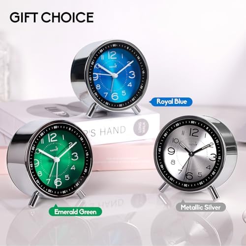 Super Silent Metal Alarm Clock with Night Light and Retro Design