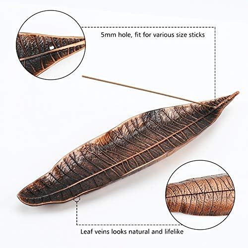 Accmor Red Copper Incense Holder Set with Leaf and Snail Burners