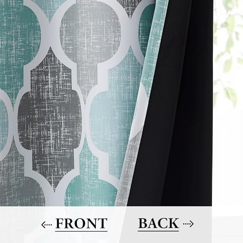 Beauoop Blackout Curtains 50x84 2 Panels Aqua Grey
